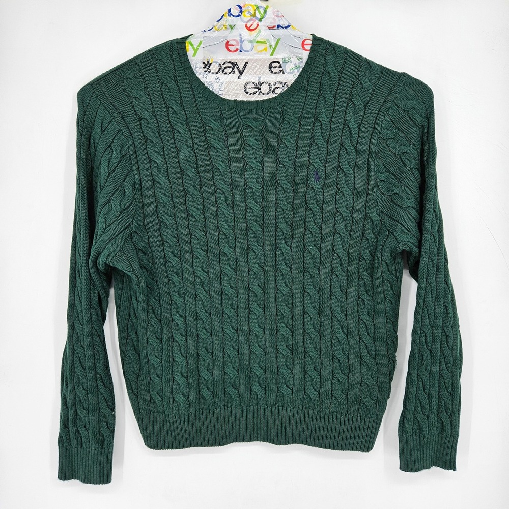 Polo Ralph Lauren Sweater Mens XXL Cable Knit Crew Neck Green Casual Preppy